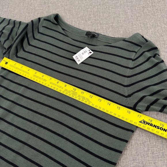 The Limited Striped Dress Medium Green & Black 3/4th Sleeves 50% Wool & Acrylic - Picture 6 of 15